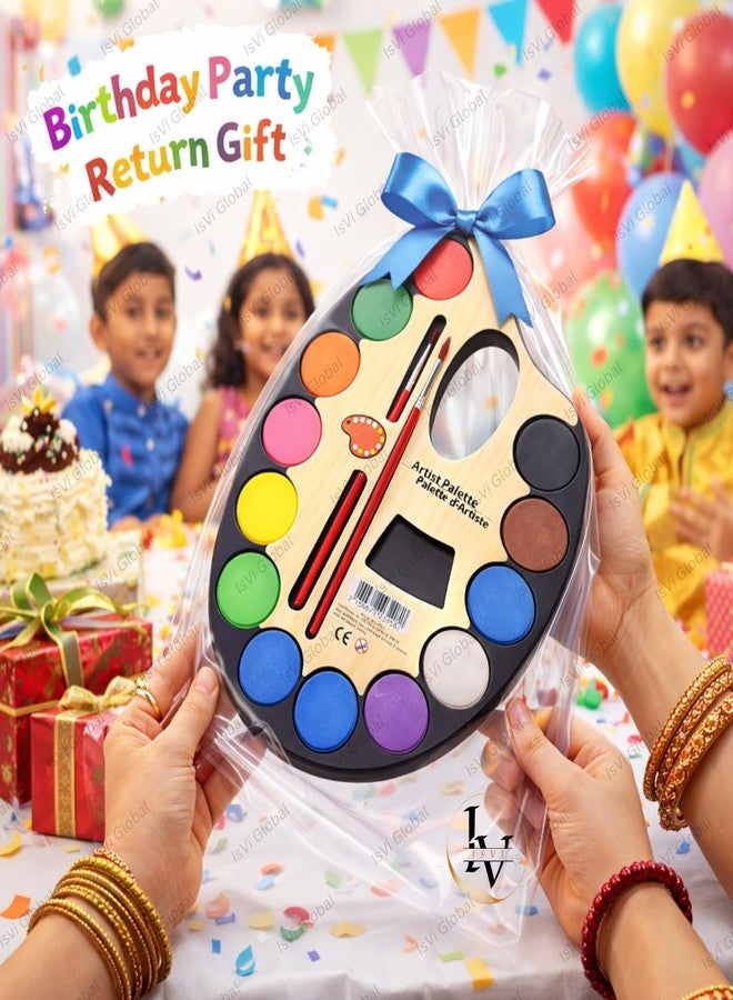Isvi Kids Watercolour Paint Set with Brush & Thumb Hole Palette (Pack of 1) | Washable Non-Toxic Painting Art Kit for Children | Portable Travel Friendly | Birthday Return Gift - Image 5